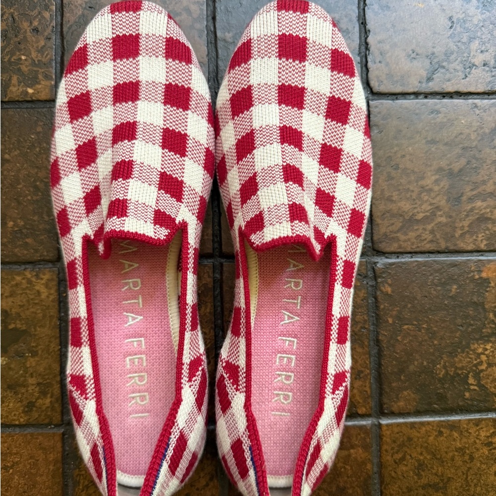 Rothy's Red and White Checkered Flats